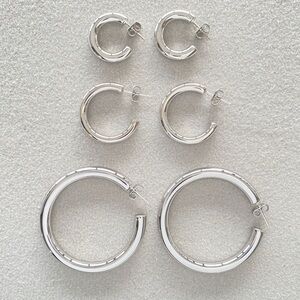 THREE PAIR for $55*Everyday Hoop*Silver Hoop Earrings*Simple Minimalist Design
